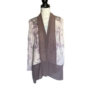 LOGO by Lori Goldstein Purple and Gray Cardigan